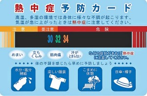 熱中症予防カードの表面イメージ写真